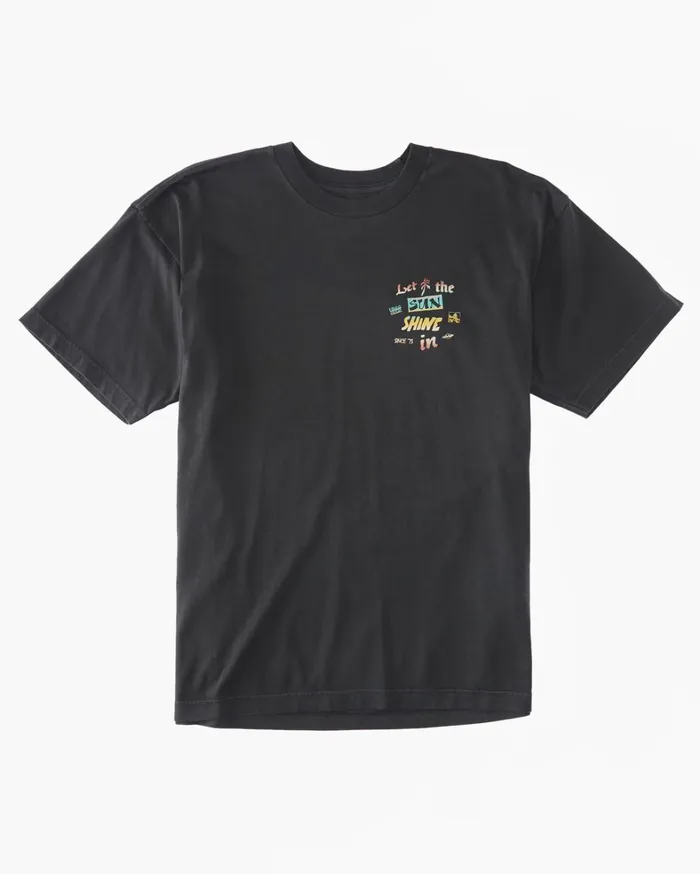 Billabong TShirts Men Let It Shine TShirt Washed Black Billabong TShirts Men Let It Shine TShirt Washed Black