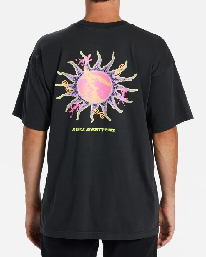Billabong TShirts Men Lizards TShirt Washed Black Billabong TShirts Men Lizards TShirt Washed Black