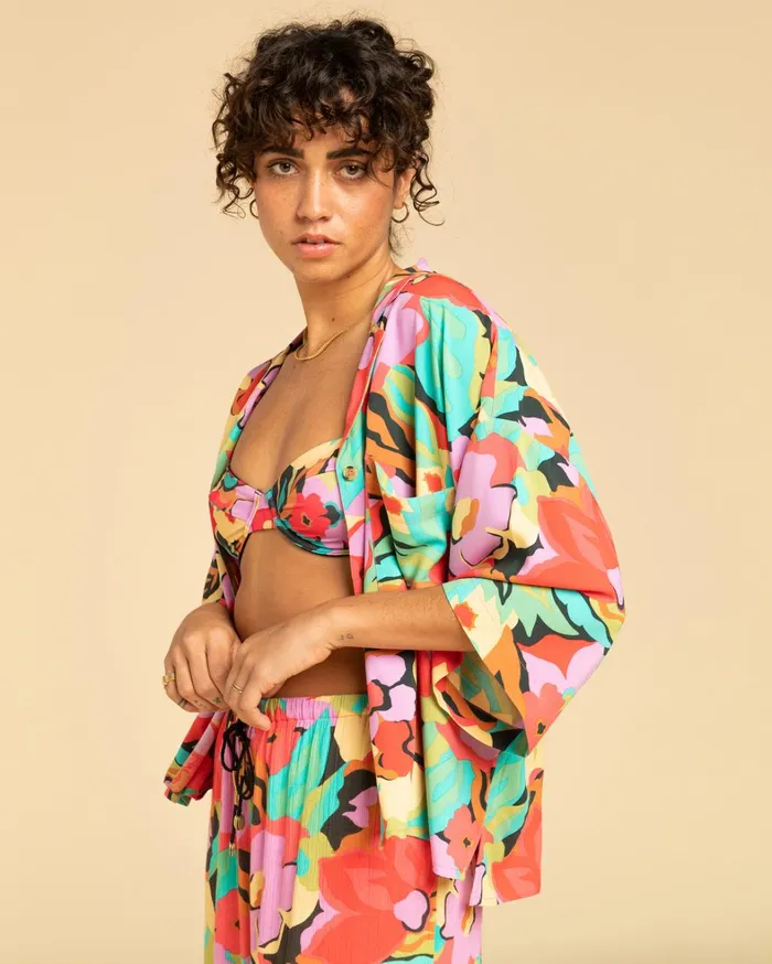 Billabong Tops Women All Good Button Down Shirt Multi Billabong Tops Women All Good Button Down Shirt Multi
