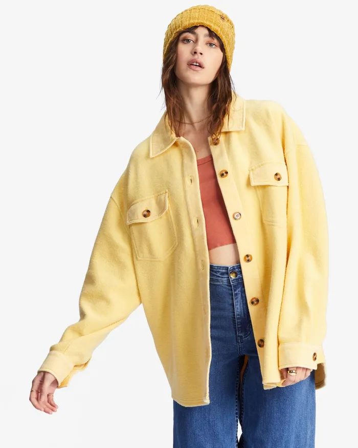 Billabong Tops Women Anytime Shacket Oversized ButtonThrough Jacket Mellow Daze Billabong Tops Women Anytime Shacket Oversized ButtonThrough Jacket Mellow Daze