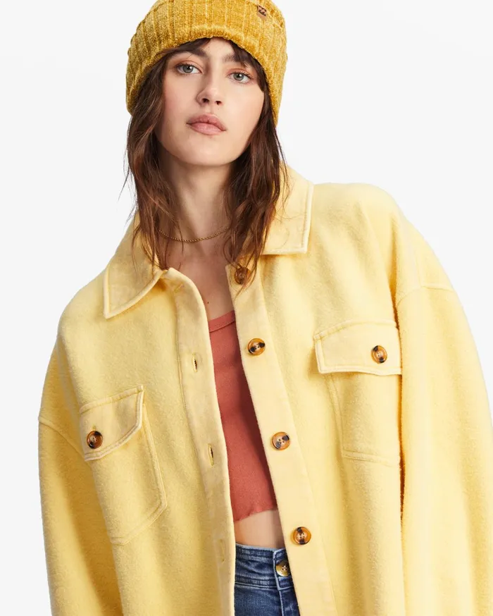 Billabong Tops Women Anytime Shacket Oversized ButtonThrough Jacket Mellow Daze Billabong Tops Women Anytime Shacket Oversized ButtonThrough Jacket Mellow Daze