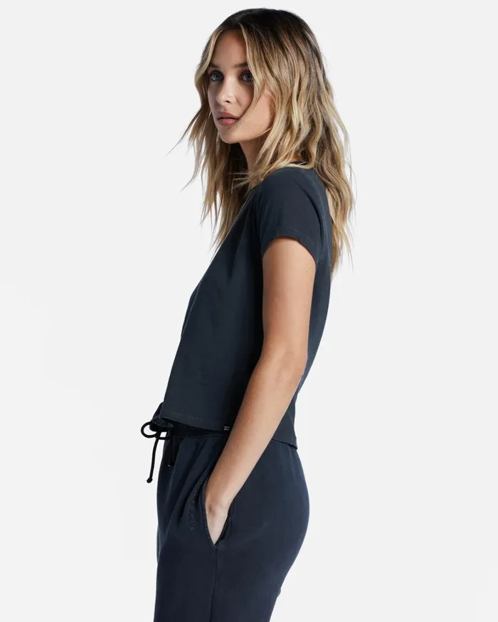 Billabong Tops Women Better Then Basic Short Sleeve TShirt Off Black Billabong Tops Women Better Then Basic Short Sleeve TShirt Off Black