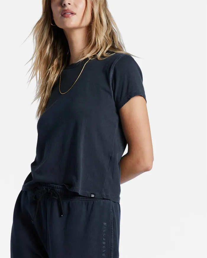 Billabong Tops Women Better Then Basic Short Sleeve TShirt Off Black Billabong Tops Women Better Then Basic Short Sleeve TShirt Off Black