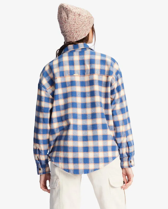 Billabong Tops Women Easy Breezy Long Sleeve ButtonUp Shirt Indigo Love Billabong Tops Women Easy Breezy Long Sleeve ButtonUp Shirt Indigo Love