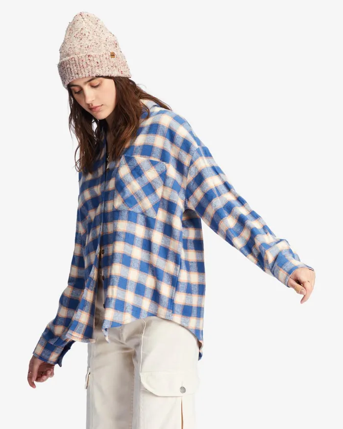 Billabong Tops Women Easy Breezy Long Sleeve ButtonUp Shirt Indigo Love Billabong Tops Women Easy Breezy Long Sleeve ButtonUp Shirt Indigo Love