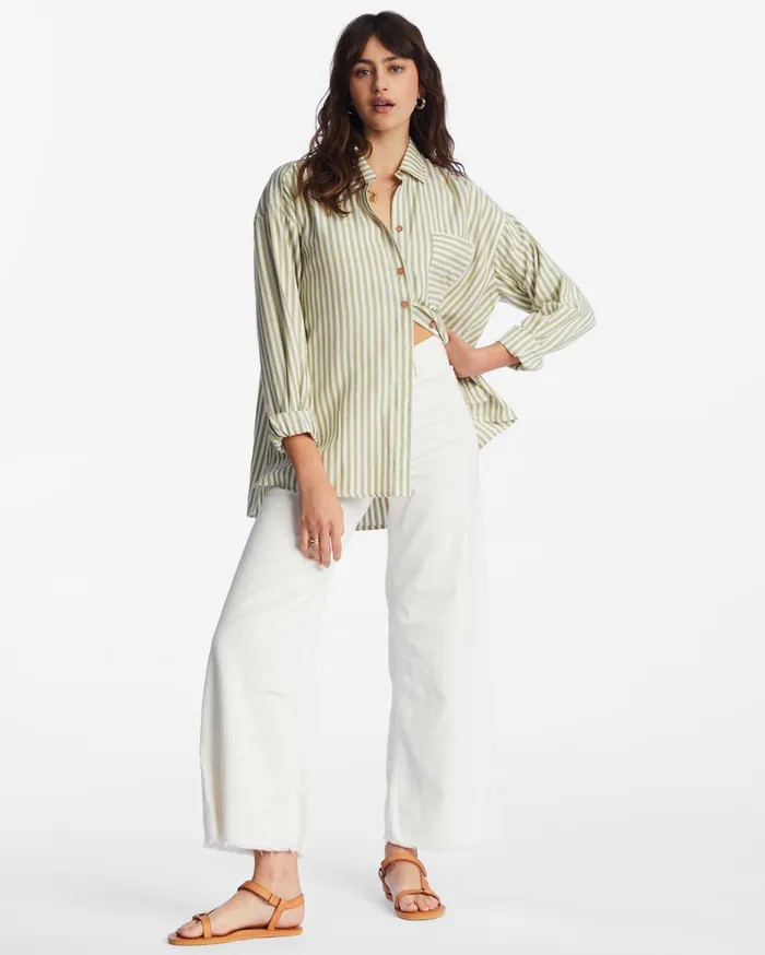 Billabong Tops Women In The Tide Road Trippin Long Sleeve Shirt Avocado Billabong Tops Women In The Tide Road Trippin Long Sleeve Shirt Avocado