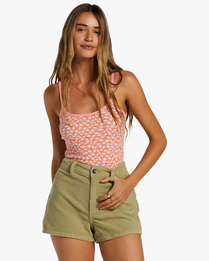 Billabong Tops Women Little Sister Cami Rib Knit Top Flamingo
