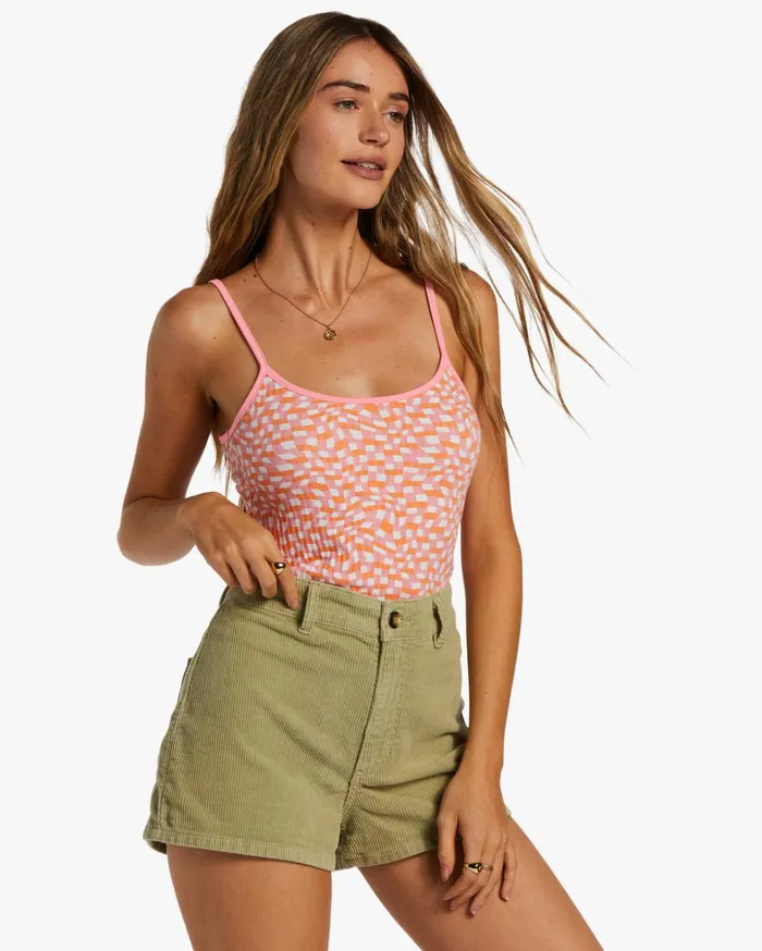 Billabong Tops Women Little Sister Cami Rib Knit Top Flamingo Billabong Tops Women Little Sister Cami Rib Knit Top Flamingo