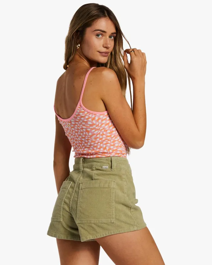 Billabong Tops Women Little Sister Cami Rib Knit Top Flamingo Billabong Tops Women Little Sister Cami Rib Knit Top Flamingo