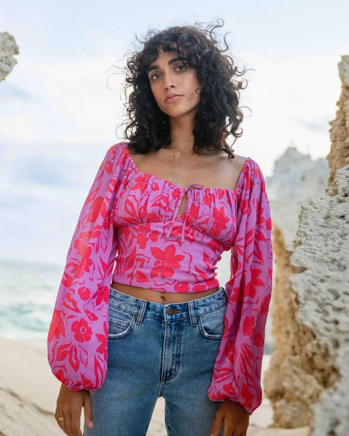 Billabong Tops Women On Your Mind Crop Top Bright Orchid
