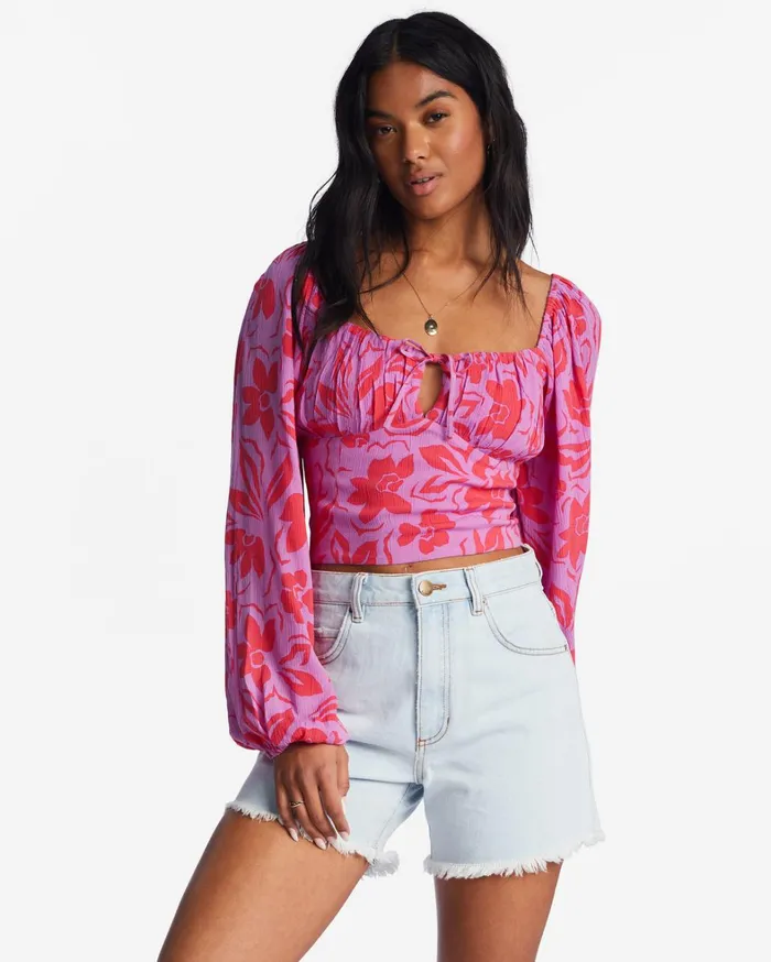 Billabong Tops Women On Your Mind Crop Top Bright Orchid Billabong Tops Women On Your Mind Crop Top Bright Orchid
