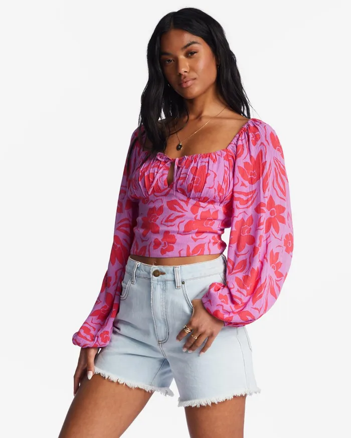 Billabong Tops Women On Your Mind Crop Top Bright Orchid Billabong Tops Women On Your Mind Crop Top Bright Orchid