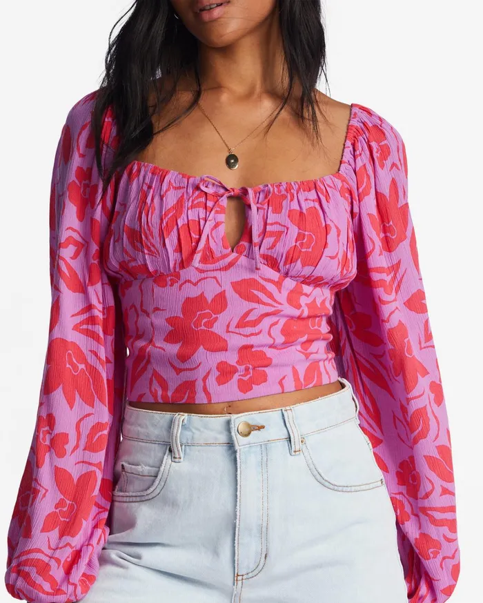 Billabong Tops Women On Your Mind Crop Top Bright Orchid Billabong Tops Women On Your Mind Crop Top Bright Orchid