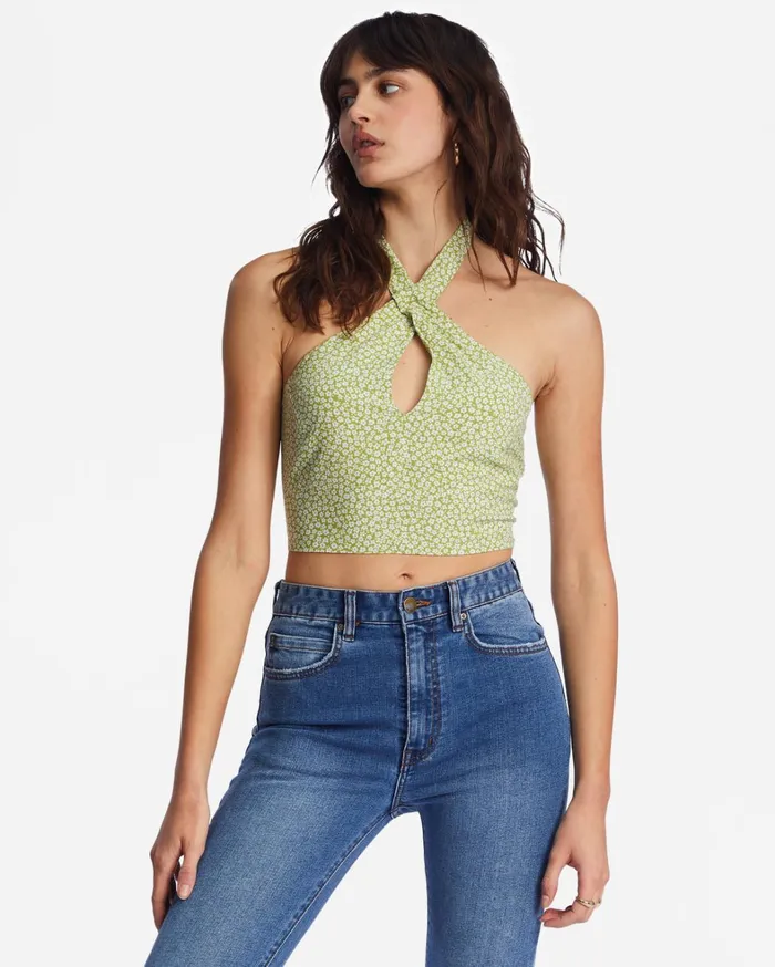 Billabong Tops Women Retro Wave Crop Top Moss Meadow