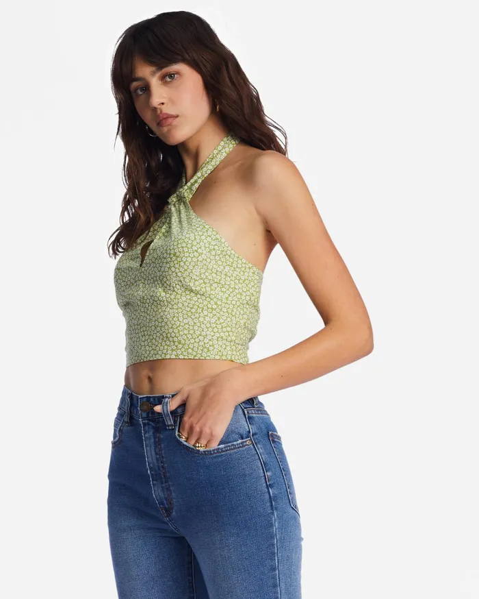 Billabong Tops Women Retro Wave Crop Top Moss Meadow Billabong Tops Women Retro Wave Crop Top Moss Meadow