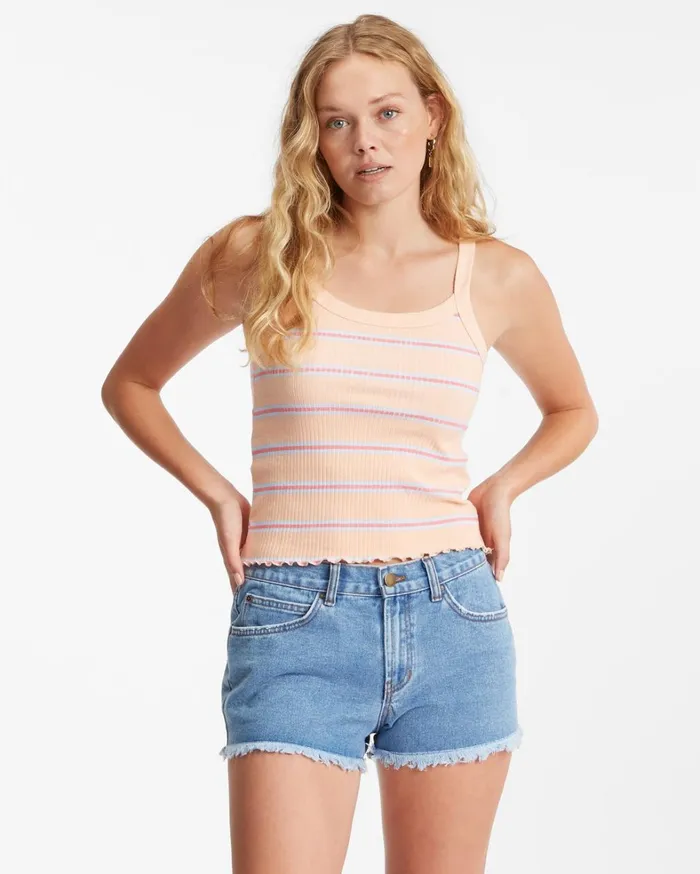 Billabong Tops Women The Baby Knit Tank Top Apricot Billabong Tops Women The Baby Knit Tank Top Apricot