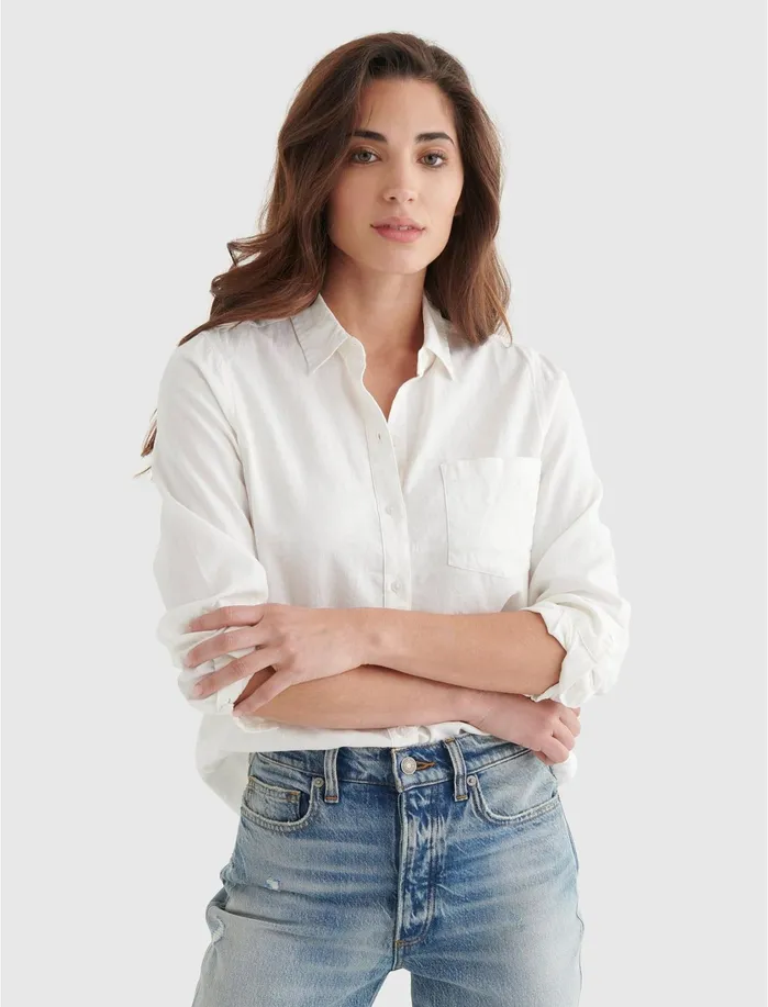 Blouses Women Lucky Brand Classic One Pocket Shirt Lucky White