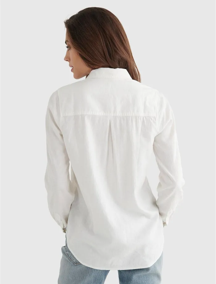 Blouses Women Lucky Brand Classic One Pocket Shirt Lucky White
