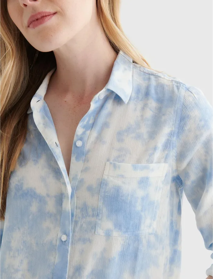 Blouses Women Lucky Brand Classic Shirt Blue Multi
