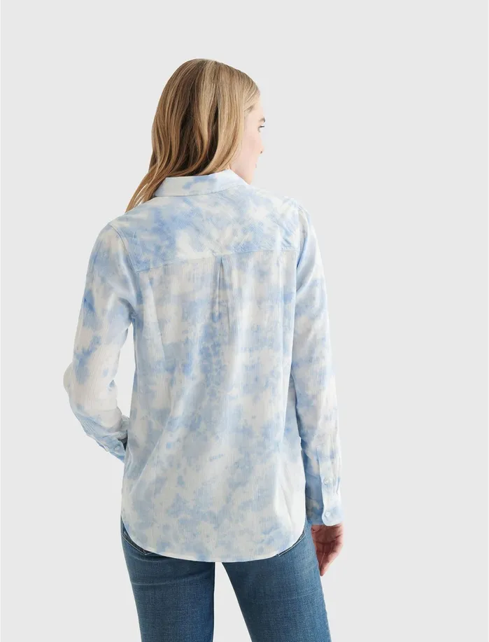 Blouses Women Lucky Brand Classic Shirt Blue Multi