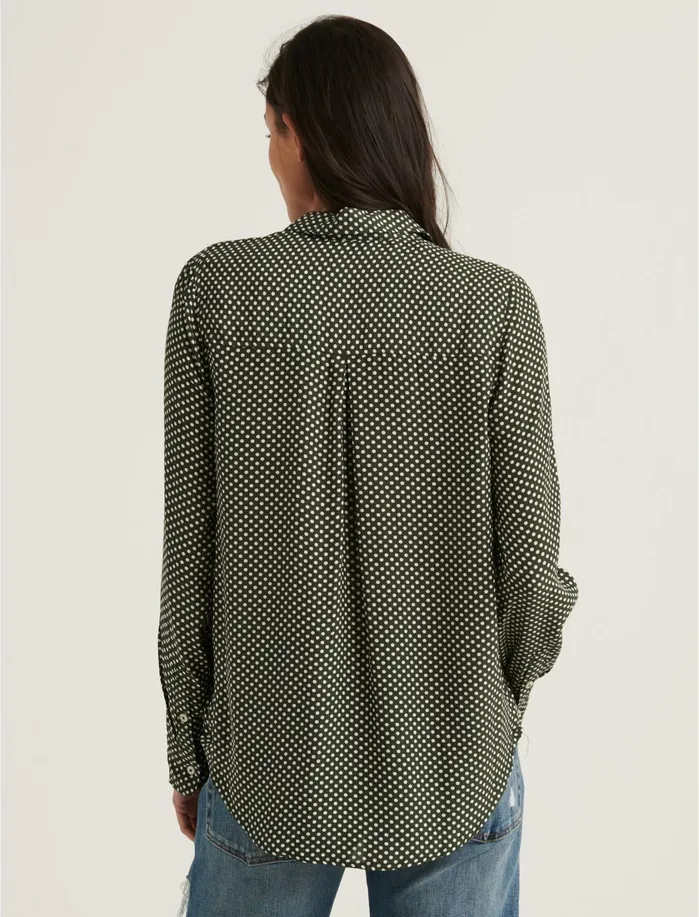 Blouses Women Lucky Brand Classic Utility Shirt Green Multi