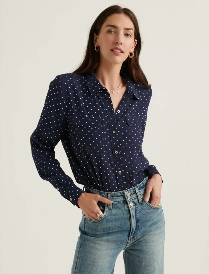 Blouses Women Lucky Brand Classic Utility Shirt Navy Multi