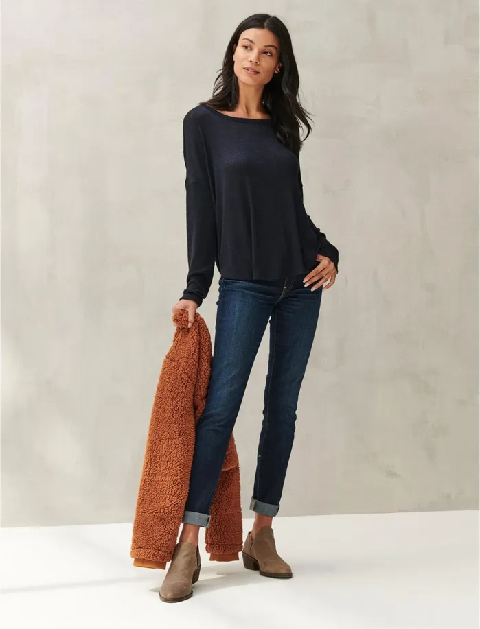 Blouses Women Lucky Brand Drop Shoulder Cloud Jersey Top Navy