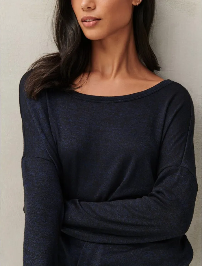 Blouses Women Lucky Brand Drop Shoulder Cloud Jersey Top Navy