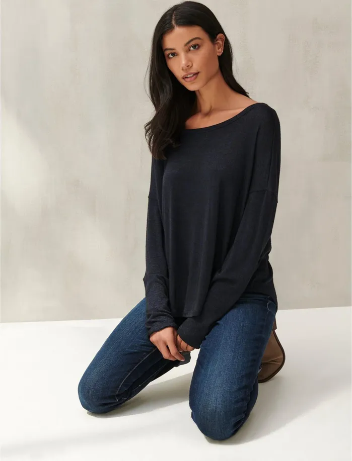 Blouses Women Lucky Brand Drop Shoulder Cloud Jersey Top Navy