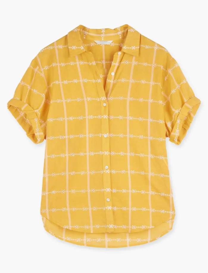 Blouses Women Lucky Brand Eyelet Rolled Sleeve Shirt Yellow