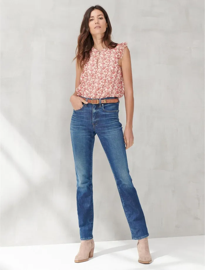 Blouses Women Lucky Brand FLORAL FLUTTER SLEEVE TOP Pink Multi