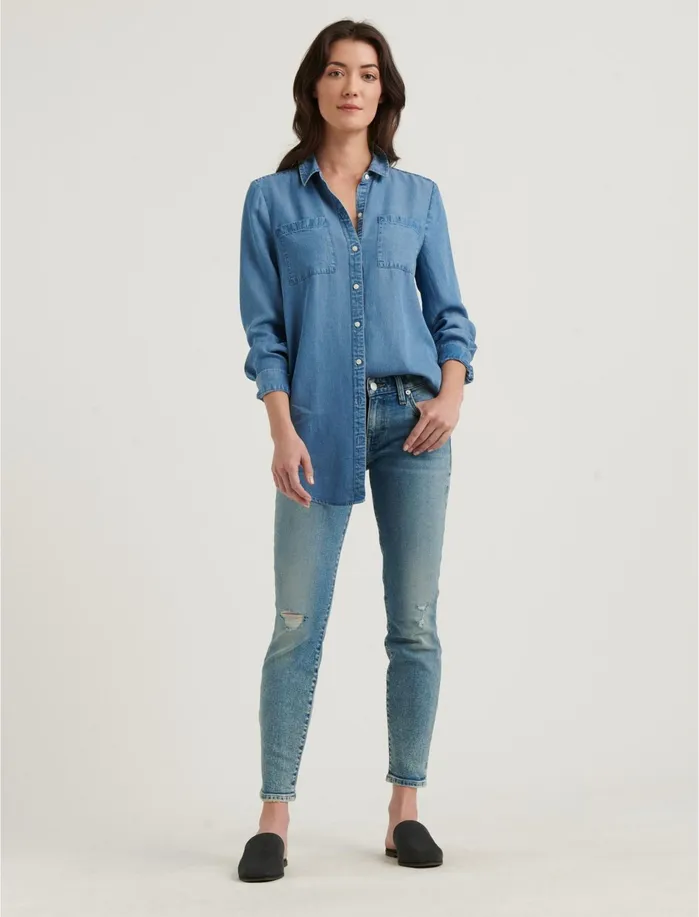 Blouses Women Lucky Brand Noa Tunic Shirt Medium Wash