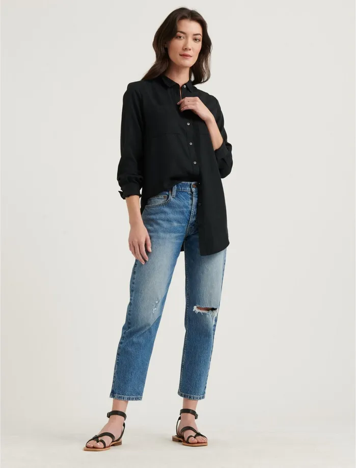 Blouses Women Lucky Brand Noa Tunic Shirt Washed Black