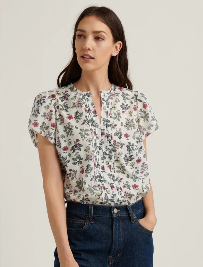 Blouses Women Lucky Brand Pintuck Tulip Sleeve Top Multi