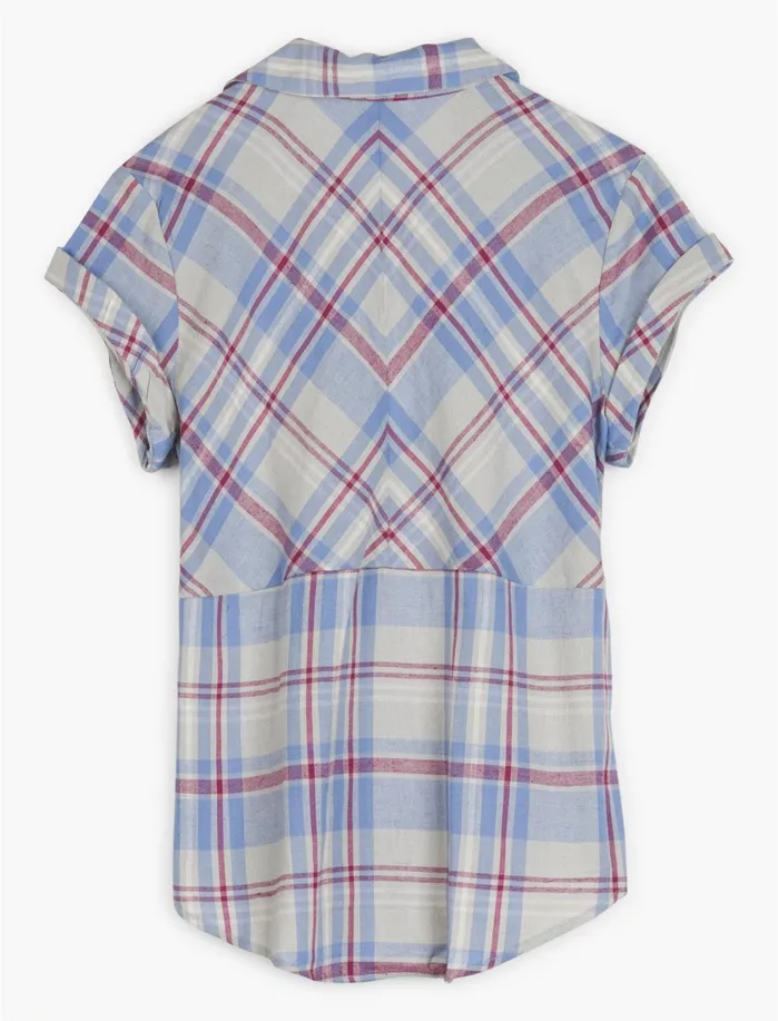 Blouses Women Lucky Brand Plaid Madeline Shirt Purple Multi