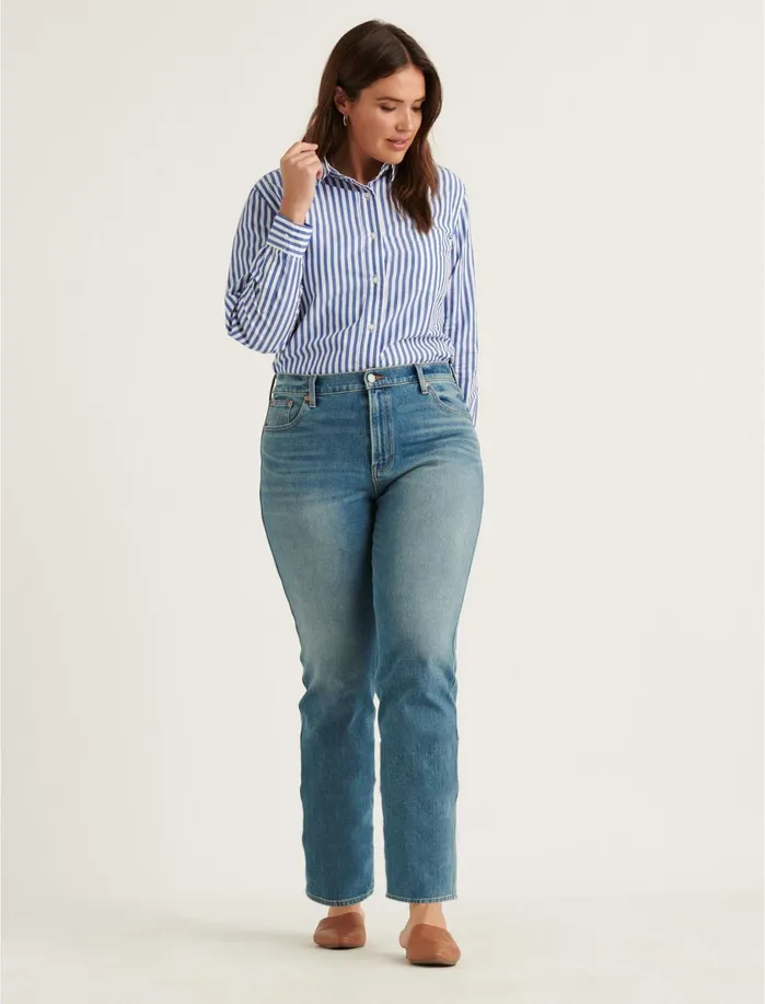 Blouses Women Lucky Brand Relaxed Shirt Blue Multi