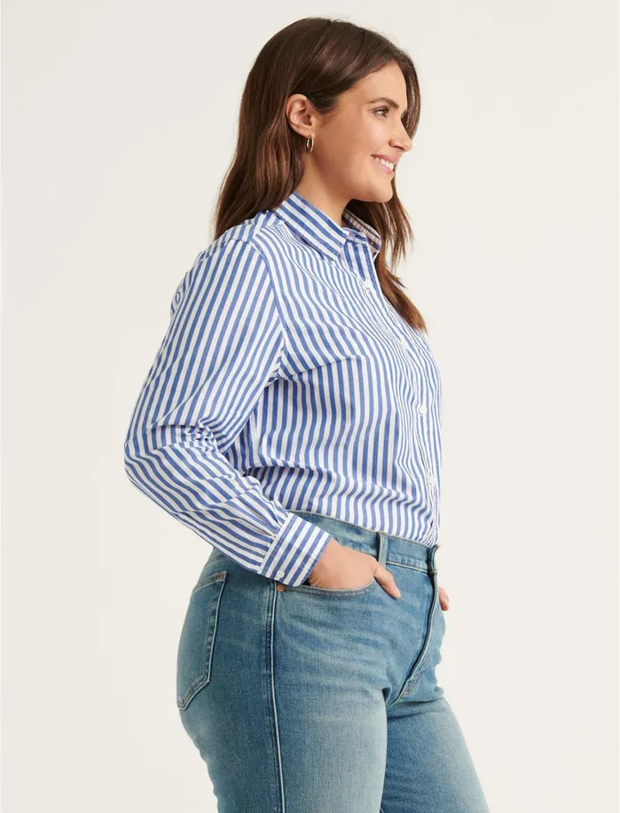 Blouses Women Lucky Brand Relaxed Shirt Blue Multi