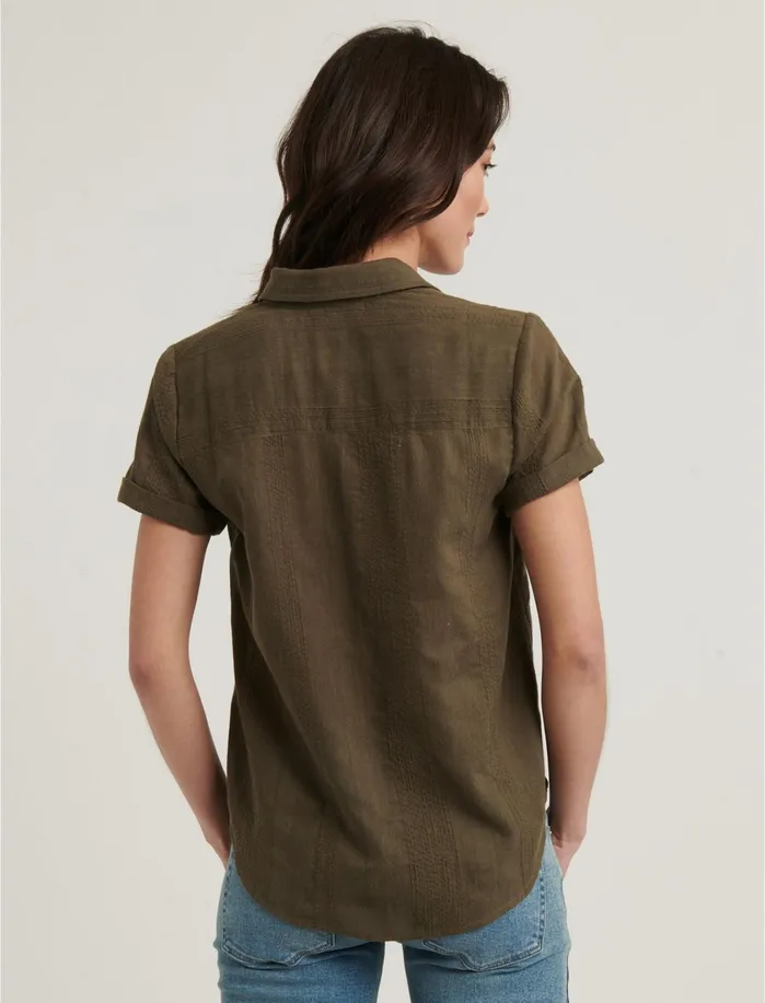 Blouses Women Lucky Brand Summer Shirt Olive Stripe
