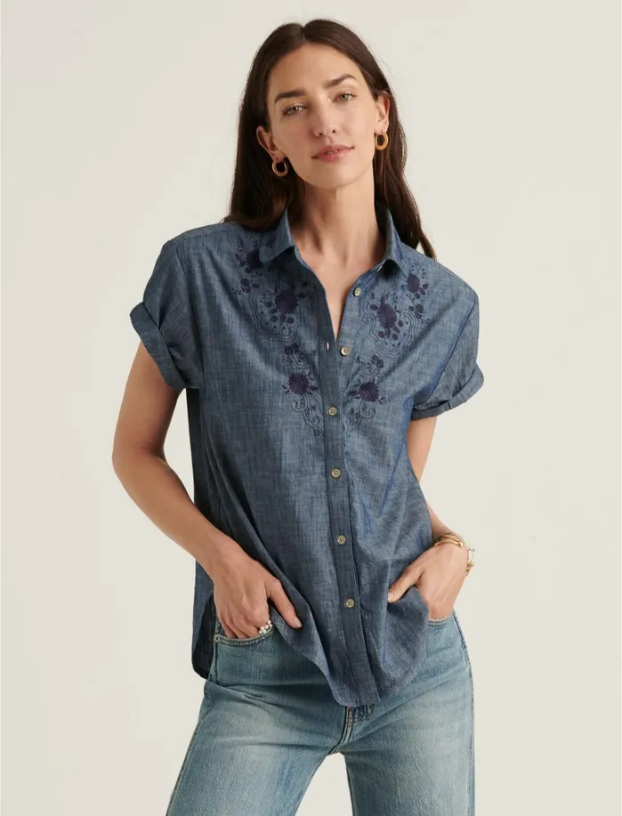 Blouses Women Lucky Brand The Boy Shirt W Emb Rinse