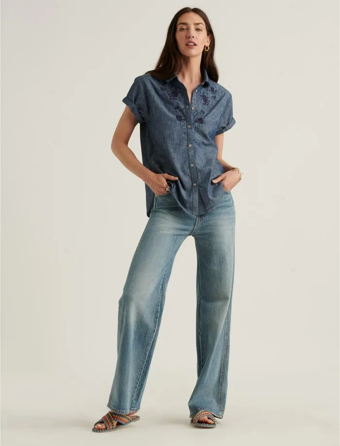 Blouses Women Lucky Brand The Boy Shirt W Emb Rinse