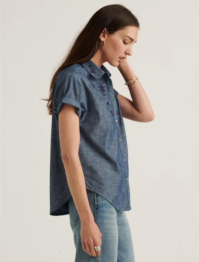 Blouses Women Lucky Brand The Boy Shirt W Emb Rinse