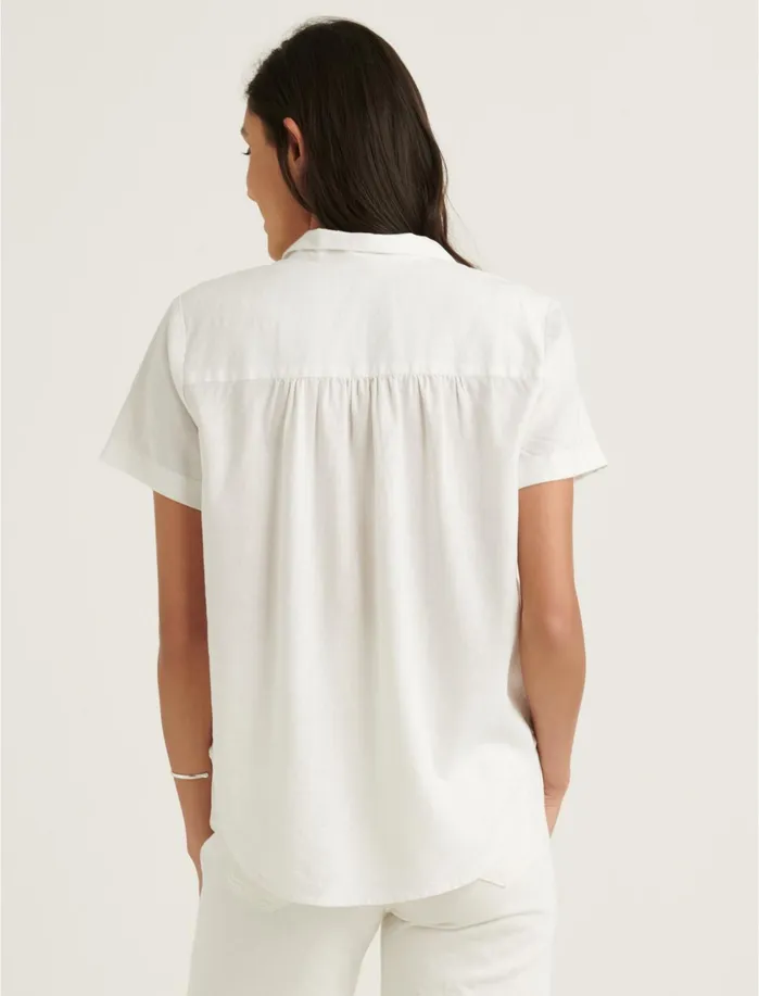 Blouses Women Lucky Brand Tie Front Short Sleeve Shirt Lucky White