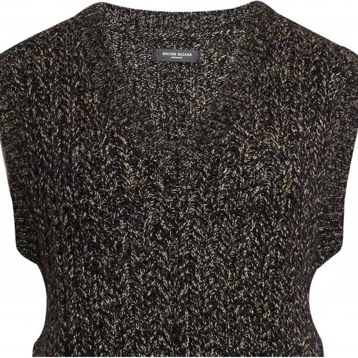 Bruuns Bazaar Knitwear Womens Linne Chio Vest Roasted Grey Khaki Bruuns Bazaar Knitwear Womens Linne Chio Vest Roasted Grey Khaki