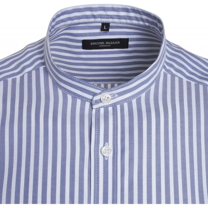 Bruuns Bazaar Shirts Mens China Stripe Shirt Bluewhite Stripe Bruuns Bazaar Shirts Mens China Stripe Shirt Bluewhite Stripe