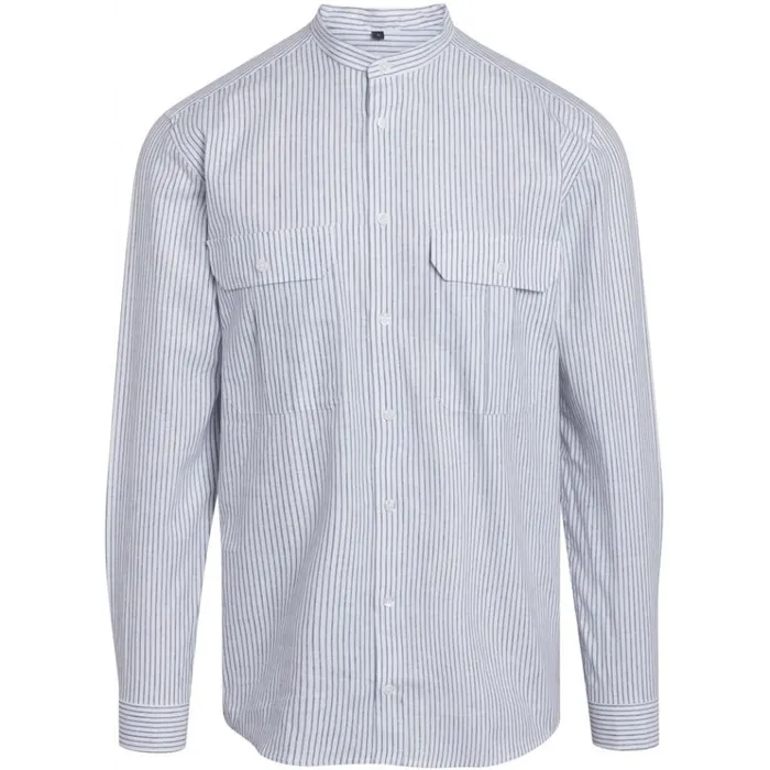 Bruuns Bazaar Shirts Mens Ralf 2 Stribed China Shirt Grey Mist Stripe