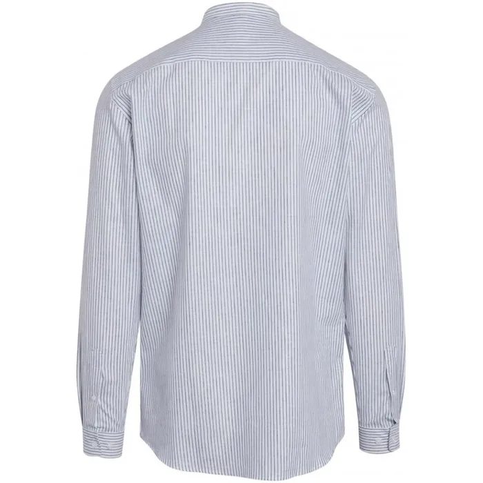 Bruuns Bazaar Shirts Mens Ralf 2 Stribed China Shirt Grey Mist Stripe Bruuns Bazaar Shirts Mens Ralf 2 Stribed China Shirt Grey Mist Stripe