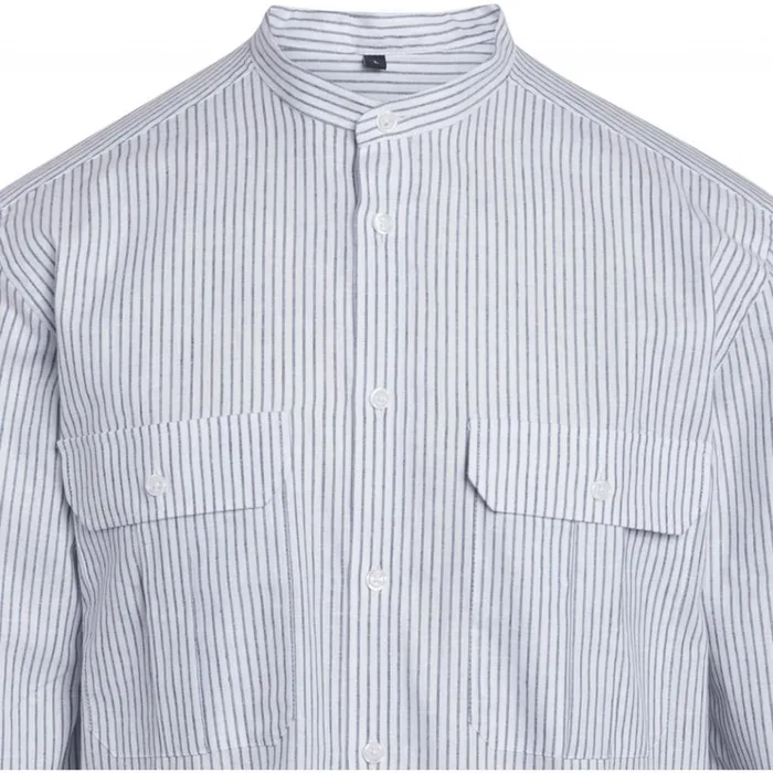 Bruuns Bazaar Shirts Mens Ralf 2 Stribed China Shirt Grey Mist Stripe Bruuns Bazaar Shirts Mens Ralf 2 Stribed China Shirt Grey Mist Stripe