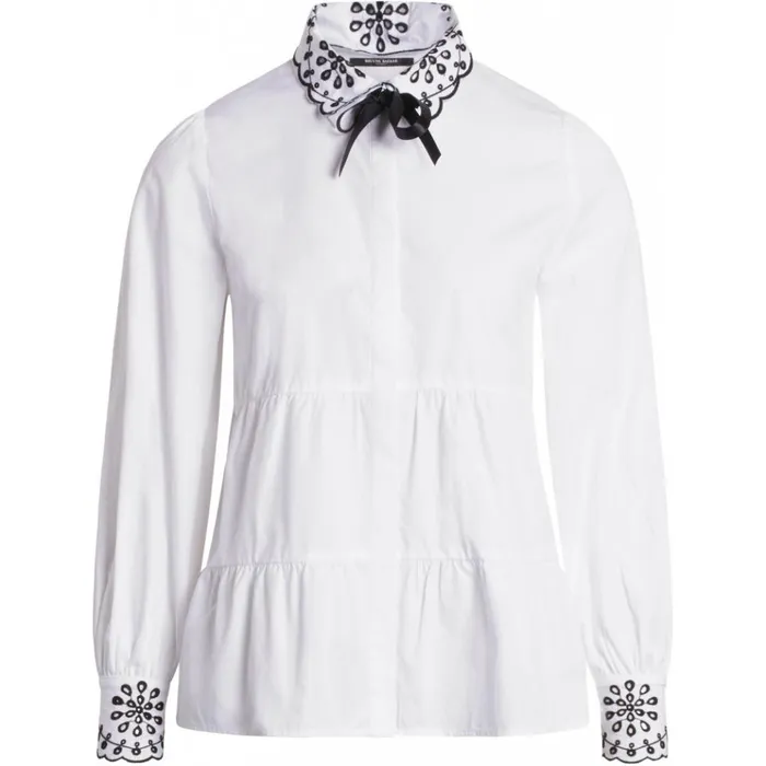 Bruuns Bazaar Shirts Womens Rosie Etine Shirt White Bruuns Bazaar Shirts Womens Rosie Etine Shirt White