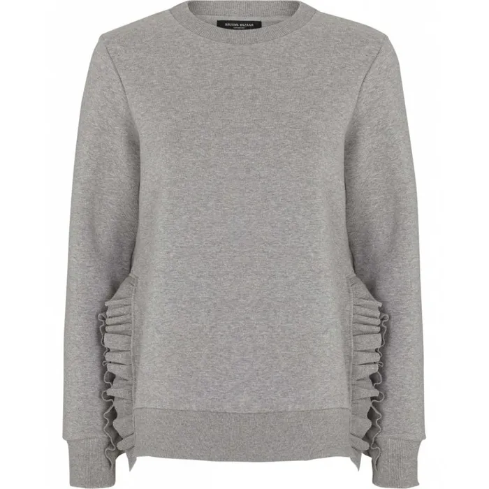 Bruuns Bazaar Sweatshirts Womens Rubine Ruffle Sweat Grey Melange