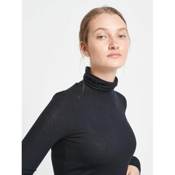 Bruuns Bazaar TShirt Womens Angela Roll Neck Black Bruuns Bazaar TShirt Womens Angela Roll Neck Black